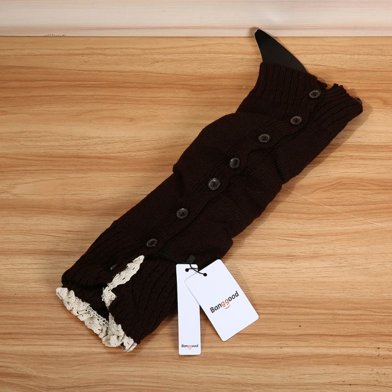 Damskie Girl Knitting Boots Long Tube Pończochy Koronkowe Guziki Dekoracyjne Nogi Skarpety Ochronne Wyroby Pończosznicze