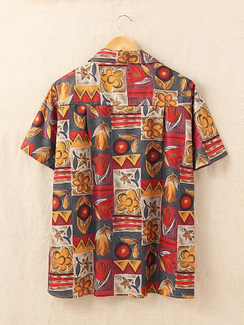 Damskie Koszule W Stylu Vintage Z Kwiatowym Nadrukiem Z Kołnierzykiem W Stylu Casual