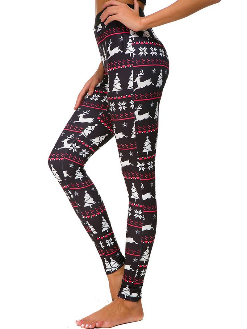 Damskie Legginsy Z Elastyczną Talią Elk Christmas Printed