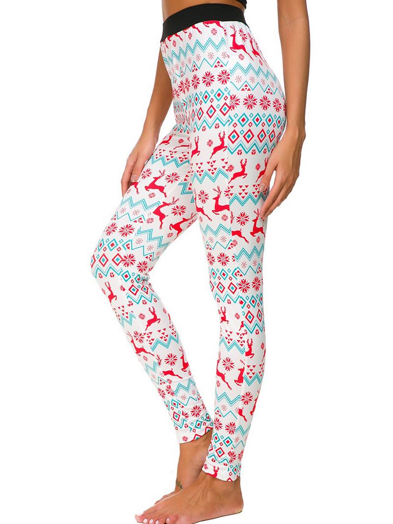 Damskie Legginsy Z Elastyczną Talią Elk Christmas Printed