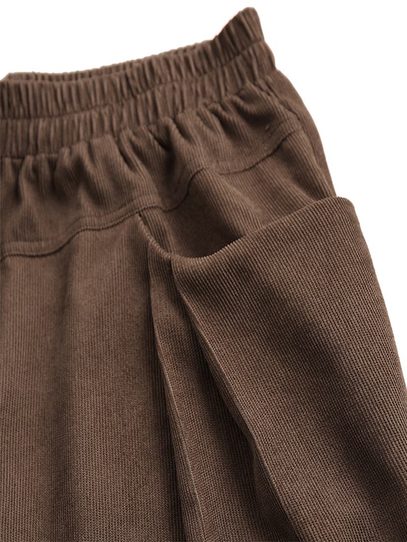 Damskie Luźne Spodnie W Stylu Vintage Sztruksowe Z Kieszeniami