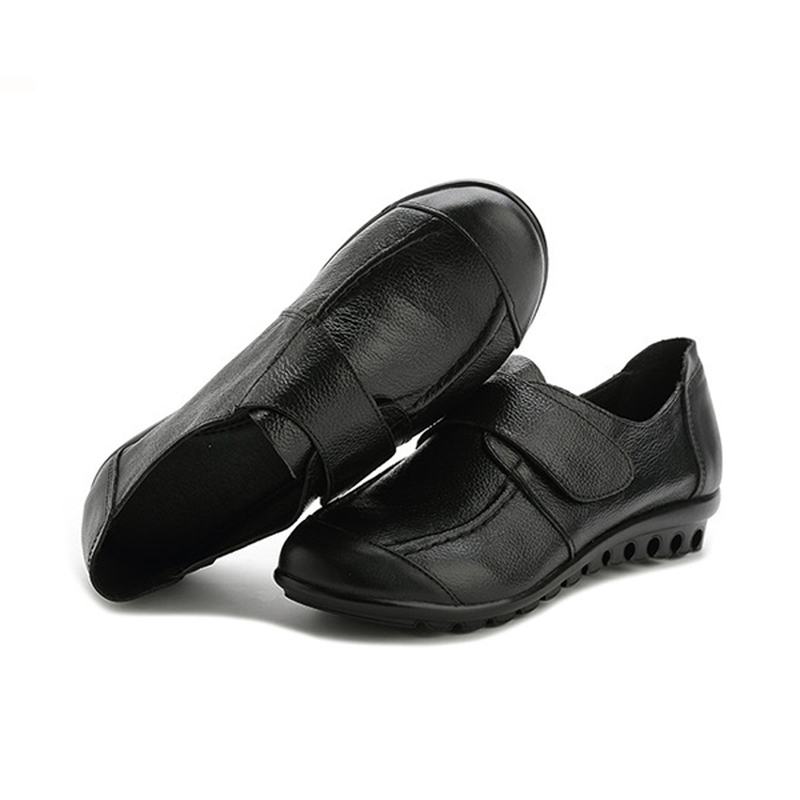 Damskie Miękkie Skórzane Wsuwane Płaskie Buty Magic Stick Pure Color Flat Loafers