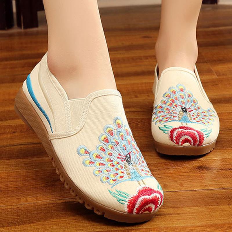 Damskie Mokasyny Flower Slip On Flat Casual Shoes