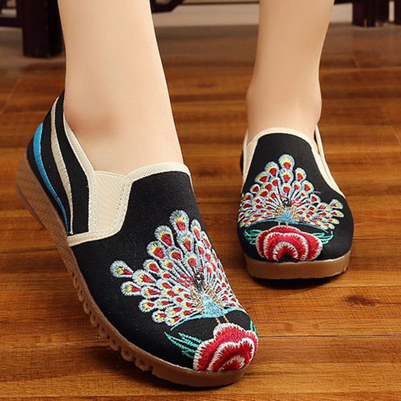 Damskie Mokasyny Flower Slip On Flat Casual Shoes