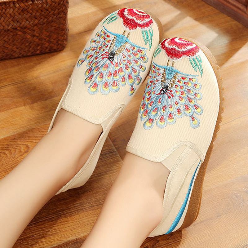 Damskie Mokasyny Flower Slip On Flat Casual Shoes