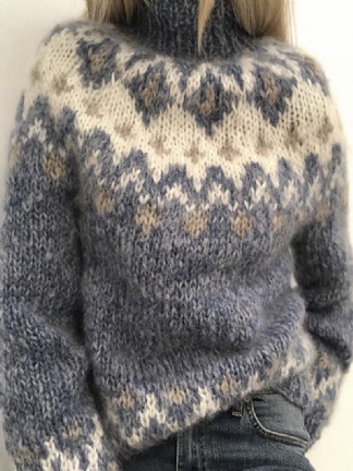 Damskie Swetry W Stylu Vintage Z Dzianiny Z Raglanowymi Rękawami