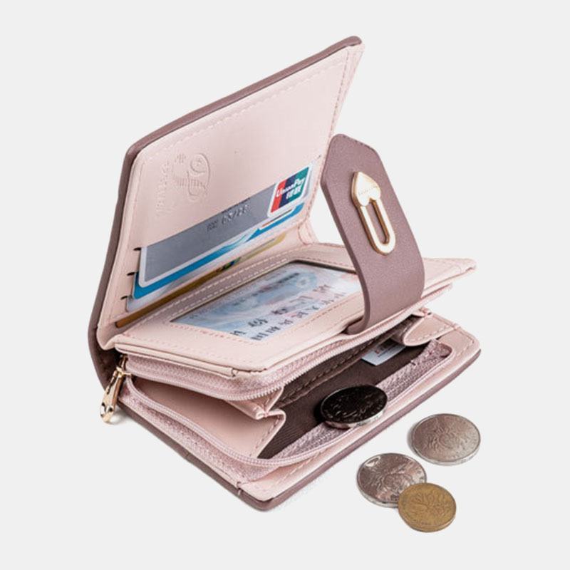Damskie Wave Texture Pu Leather Zipper Hasp Bifold Wallet Multi-card Slots Card Holder Short Coin Purse