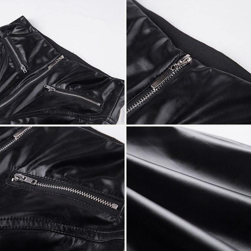 Damskie Zimowe Ołówkowe Spodnie Capris Spring Sexy Streetwear Solid Black Slim Fit Skórzane Spodnie Z Wysokim Stanem