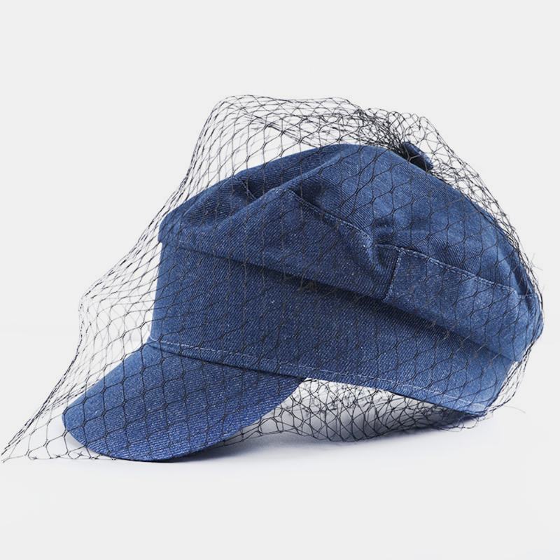 Denim Mesh Navy Cap CZapka Z Daszkiem Płaskie CZapki Dzika Anglia CZapka Wojskowa Kapitan CZapki Granatowe CZapki