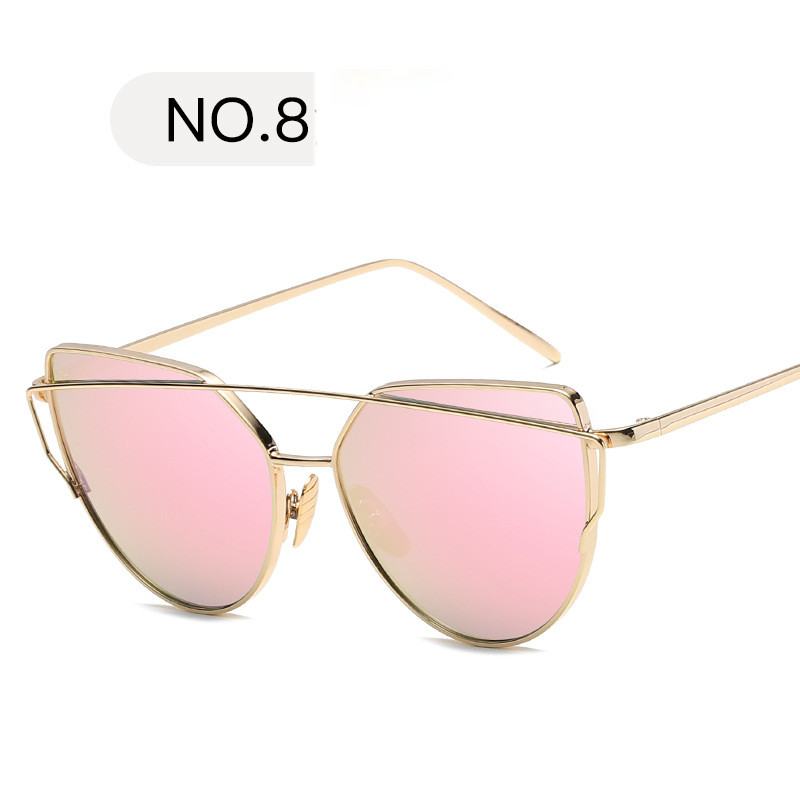 Design Mirror Różowe Złoto Vintage Cateye Moda Okulary Przeciwsłoneczne Lady Eyewear