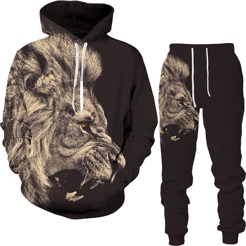 Druk Cyfrowy 3d Animal Lion Bluza Dresowa