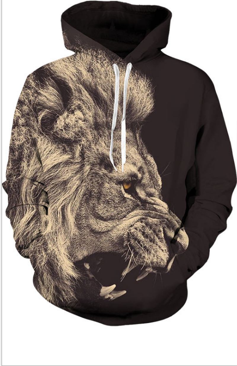 Druk Cyfrowy 3d Animal Lion Bluza Dresowa