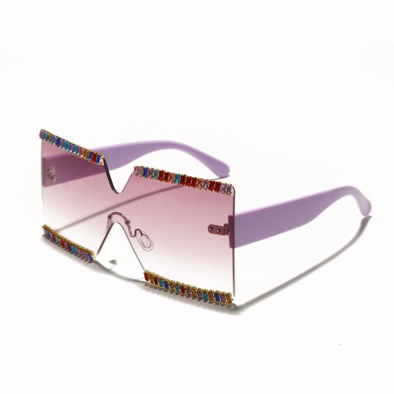 Duże Ramki Ocean Mirror Rhinestone Okulary Przeciwsłoneczne Cut Edge