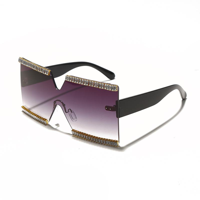 Duże Ramki Ocean Mirror Rhinestone Okulary Przeciwsłoneczne Cut Edge