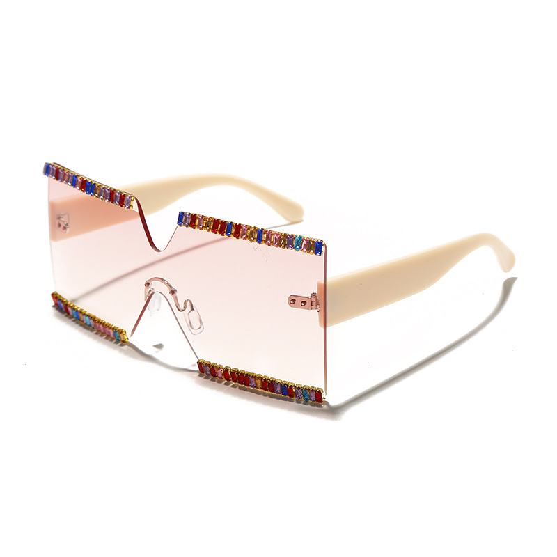 Duże Ramki Ocean Mirror Rhinestone Okulary Przeciwsłoneczne Cut Edge