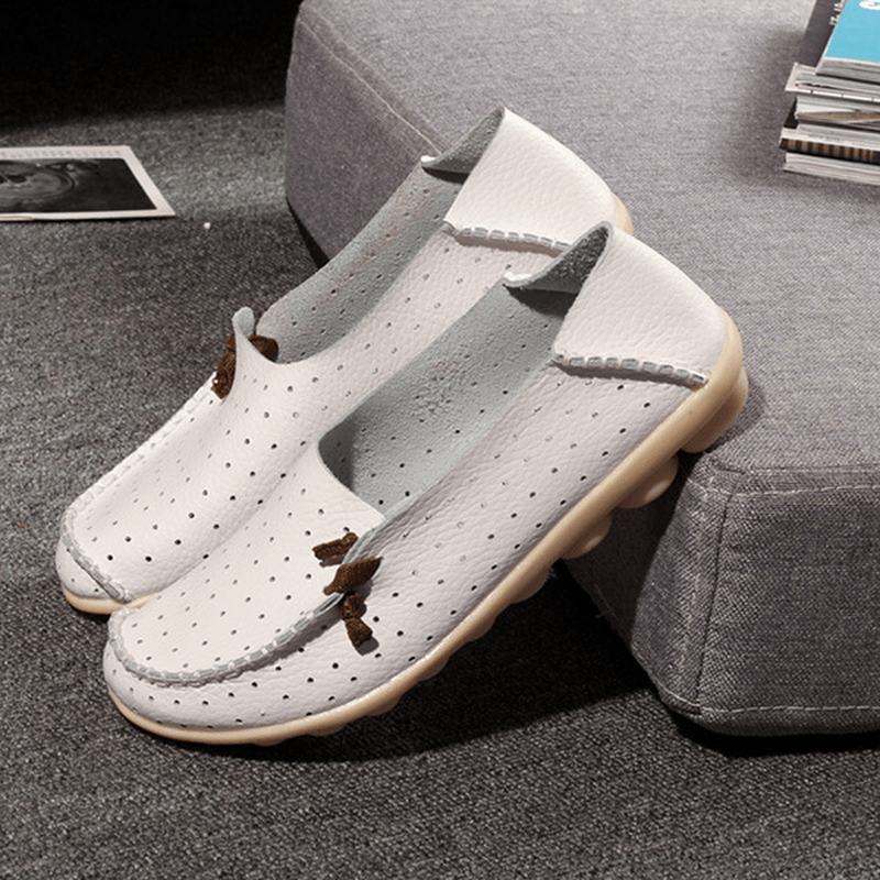 Duże Rozmiary Damskie Płaskie Buty Na Co Dzień Slip On Ballerina Flats Hollow Out Flat Loafers