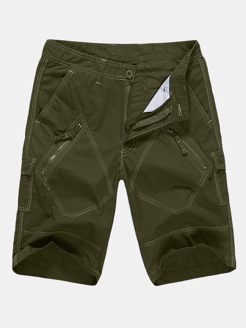 Duży Rozmiar 30-40 Casual Cargo Shorts Letnie Męskie Jednolite Kolorowe Kieszenie Spodenki Do Kolan