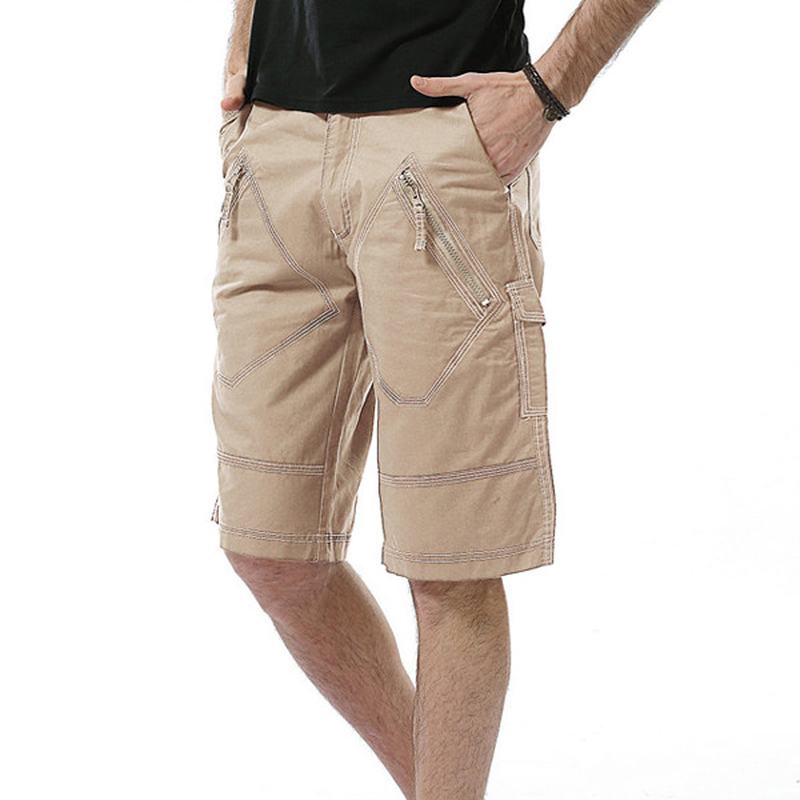 Duży Rozmiar 30-40 Casual Cargo Shorts Letnie Męskie Jednolite Kolorowe Kieszenie Spodenki Do Kolan