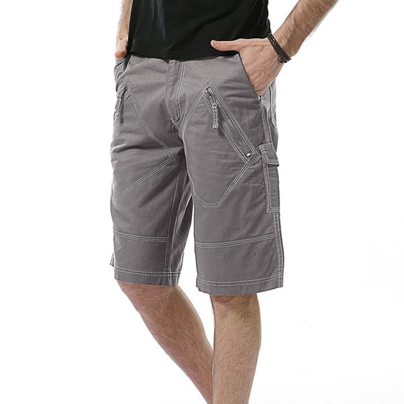 Duży Rozmiar 30-40 Casual Cargo Shorts Letnie Męskie Jednolite Kolorowe Kieszenie Spodenki Do Kolan