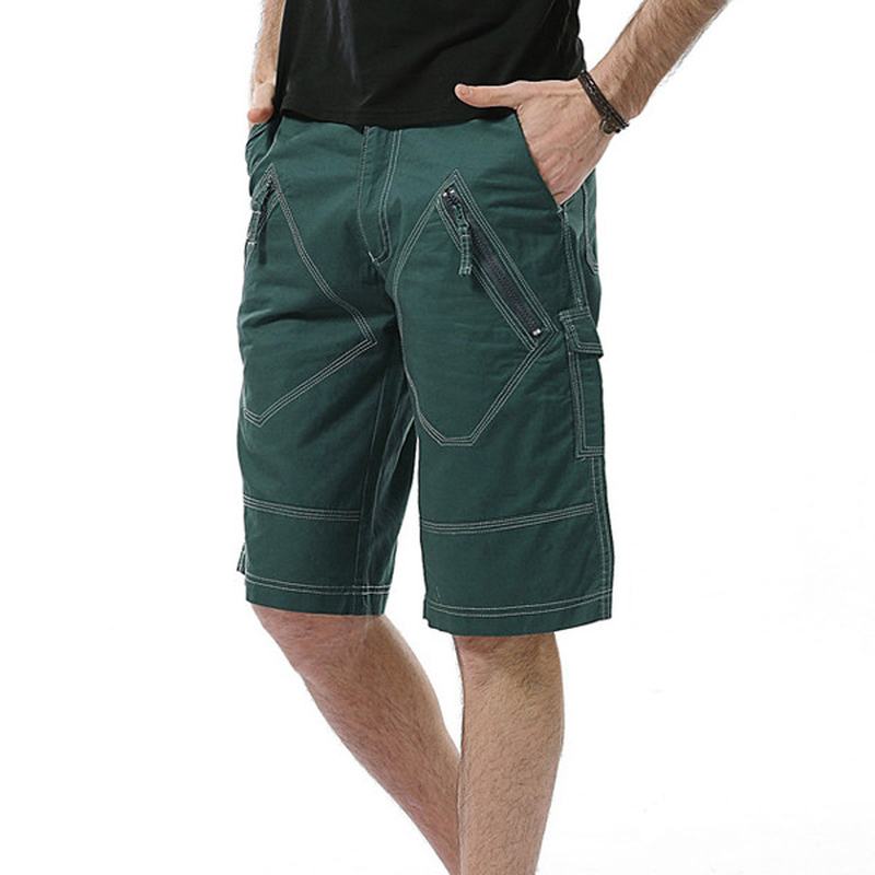 Duży Rozmiar 30-40 Casual Cargo Shorts Letnie Męskie Jednolite Kolorowe Kieszenie Spodenki Do Kolan