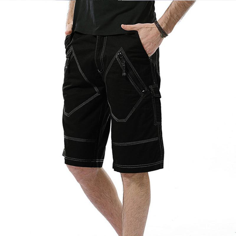 Duży Rozmiar 30-40 Casual Cargo Shorts Letnie Męskie Jednolite Kolorowe Kieszenie Spodenki Do Kolan