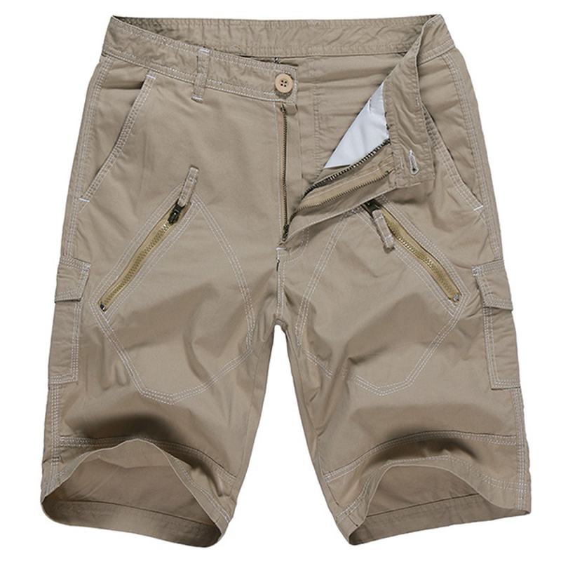 Duży Rozmiar 30-40 Casual Cargo Shorts Letnie Męskie Jednolite Kolorowe Kieszenie Spodenki Do Kolan