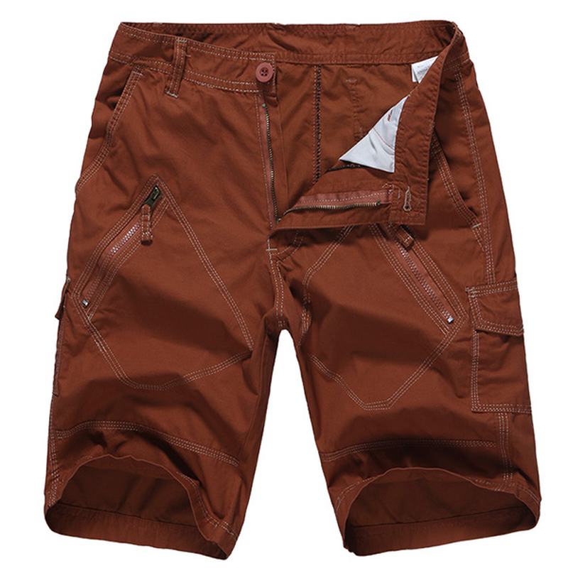 Duży Rozmiar 30-40 Casual Cargo Shorts Letnie Męskie Jednolite Kolorowe Kieszenie Spodenki Do Kolan