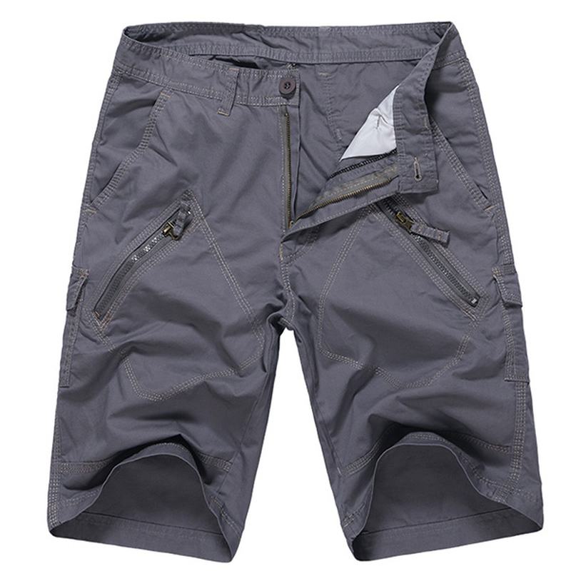 Duży Rozmiar 30-40 Casual Cargo Shorts Letnie Męskie Jednolite Kolorowe Kieszenie Spodenki Do Kolan