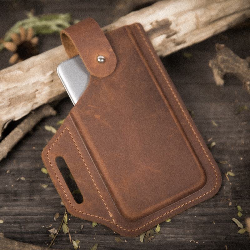 E Męskie Edc Skórzana 6.5-calowa Torba Na Telefon W Pasie Biodrowym
