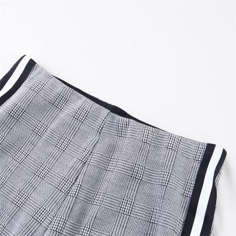 Elastyczne Rozciągliwe Boczne Spodnie W Paski W Kratę Ołówek Spodnie Damskie Elastyczny Pas Tweed Slant Elegant