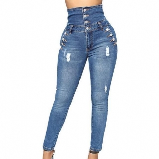 Elastyczne Spodnie Jeansowe Z Wysokim Stanem Dla Kobiet