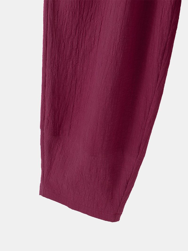 Elastyczny Pas W Jednolitym Kolorze Z Boczną Kieszenią Bawełniane Spodnie Harem Dla Kobiet