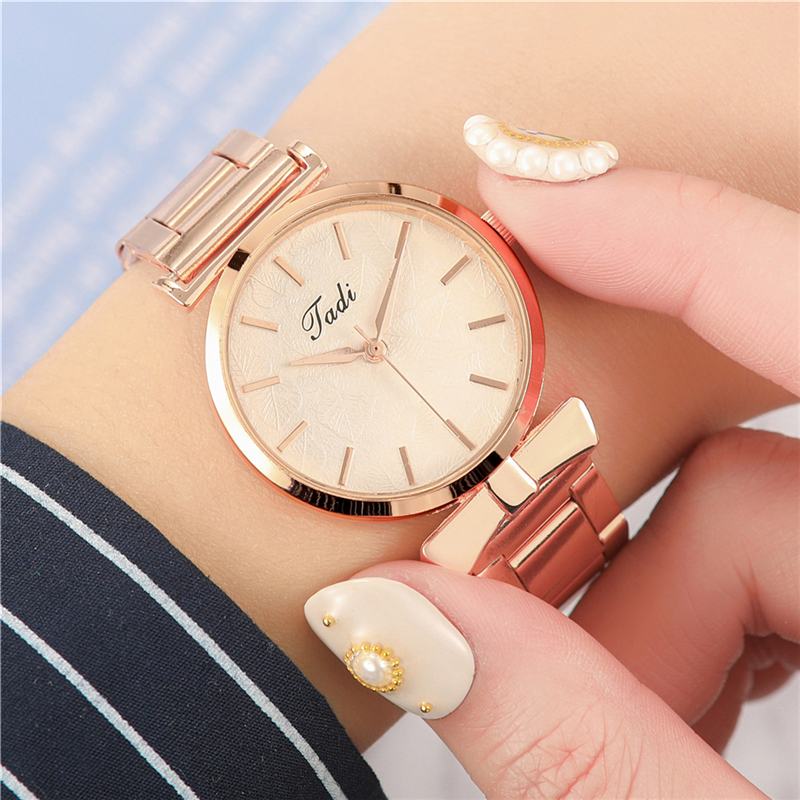 Elegancki Design Bez Numeru Wybierania Casual Ladies Wrist Watch Rose Gold Case Full Quartz Watch