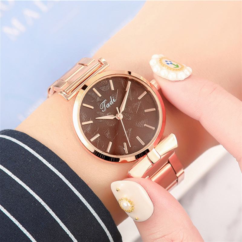 Elegancki Design Bez Numeru Wybierania Casual Ladies Wrist Watch Rose Gold Case Full Quartz Watch