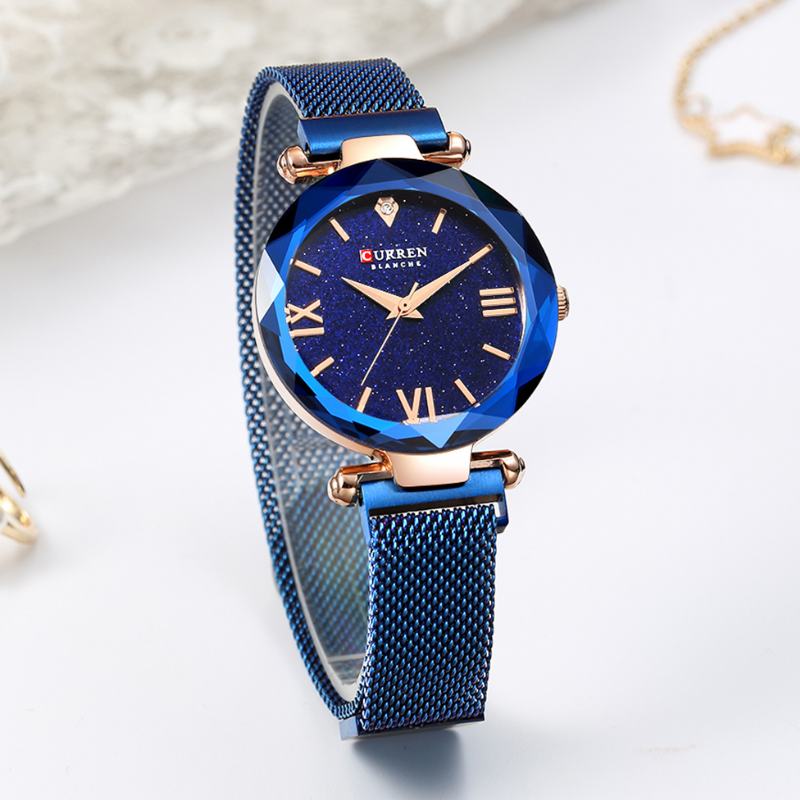 Elegancki Design Romantyczny Sky Dial Show Damskie Wrist Watch Pełny Stalowy Zegarek Kwarcowy