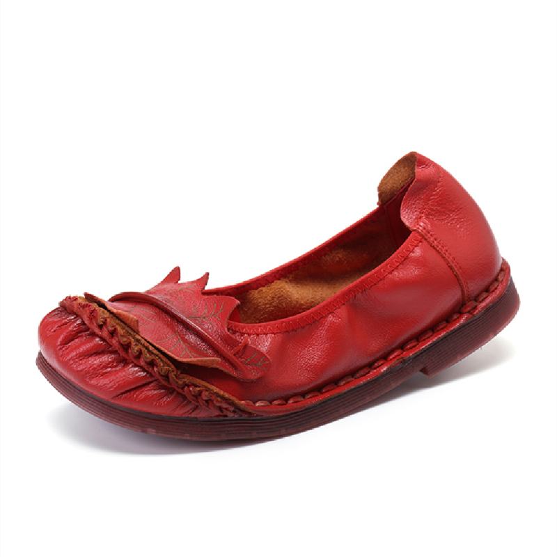 Etniczne Kwiaty Wystrój Przeszycia Skóra Bydlęca Miękka Podeszwa Casual Slip-on Flat Shoes