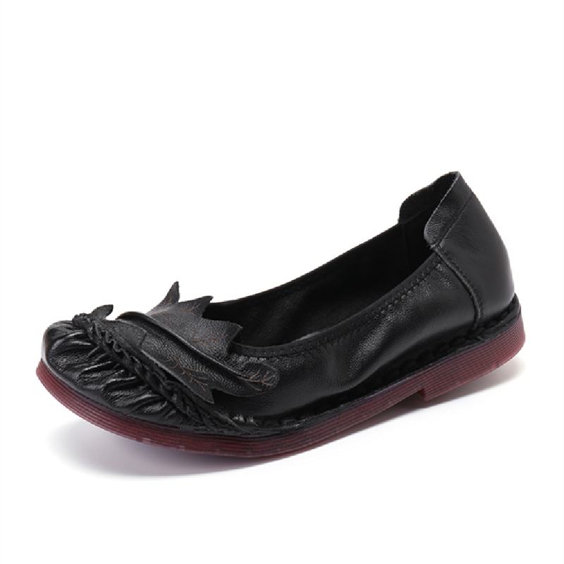 Etniczne Kwiaty Wystrój Przeszycia Skóra Bydlęca Miękka Podeszwa Casual Slip-on Flat Shoes