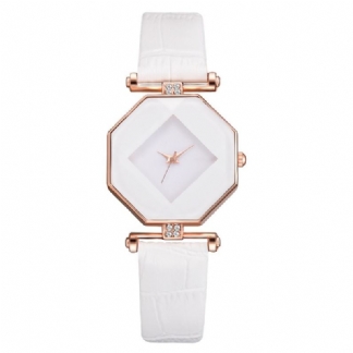 Fahion Diamond Mirror Watch Ladies Dress Ultra-cienki Skórzany Damski Zegarek Kwarcowy