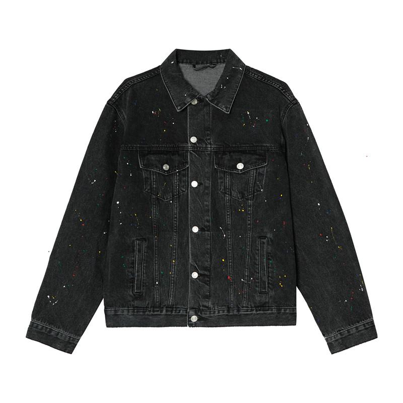 Farba W Sprayu Kurtka Mężczyźni I Kobiety Trend Para Denim Jacket Retro Denim Jacket