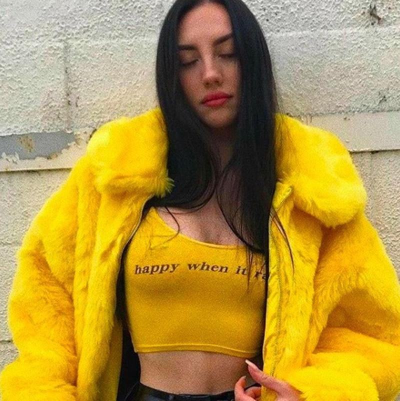 Faux Fur Coats Kobiety Gruba Marka Steetwear Hip Hop Kobiece Żółte Futra I Kurtki Zimowe Ciepłe Futra