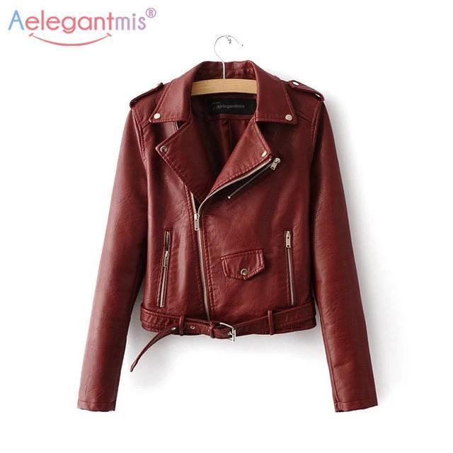 Faux Soft Leather Jacket Damskie Moda Zipper Motocyklowa Kurtka Ze Skóry Pu Ladies Basic Street Coat