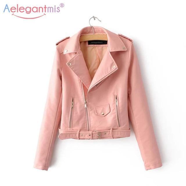 Faux Soft Leather Jacket Damskie Moda Zipper Motocyklowa Kurtka Ze Skóry Pu Ladies Basic Street Coat