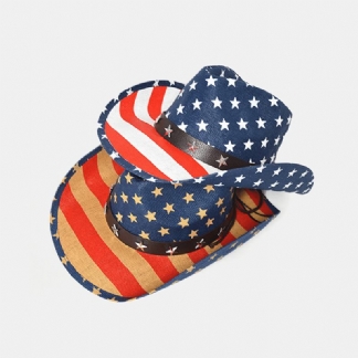 Flaga Amerykańska Panama Western Cowboy Hat Sailor Dance Hat Patriotyczny Jazz Hat