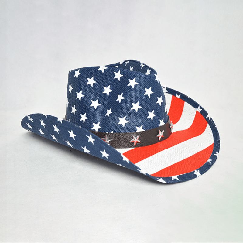 Flaga Amerykańska Panama Western Cowboy Hat Sailor Dance Hat Patriotyczny Jazz Hat