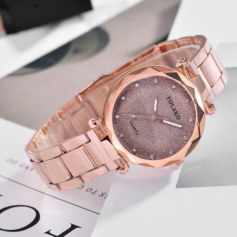 Full Star Crystal Dial Moda Damskie Zegarek Kwarcowy Ze Stali Nierdzewnej