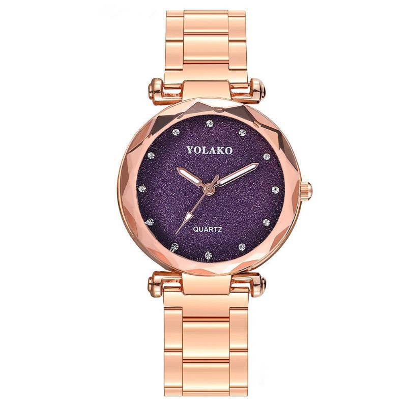 Full Star Crystal Dial Moda Damskie Zegarek Kwarcowy Ze Stali Nierdzewnej