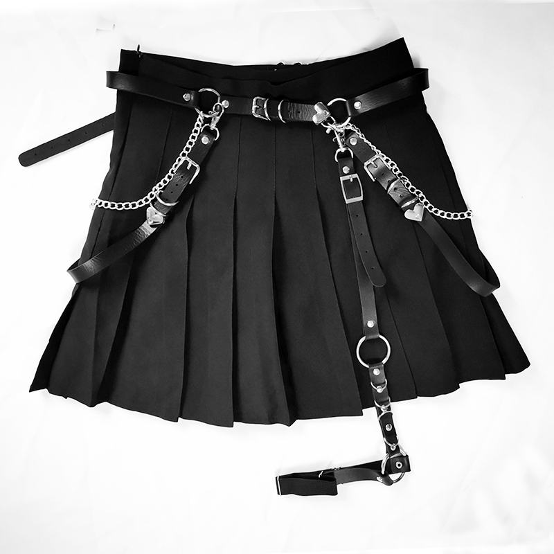 Gotycka Regulowana Sukienka Dla Dziewczynki Jeans Spódnica Belt