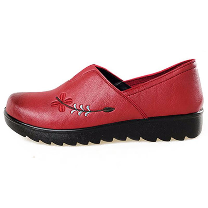 Haftowana Miękka Podeszwa Casual Shoe Slip On Flat Loafers Dla Kobiet