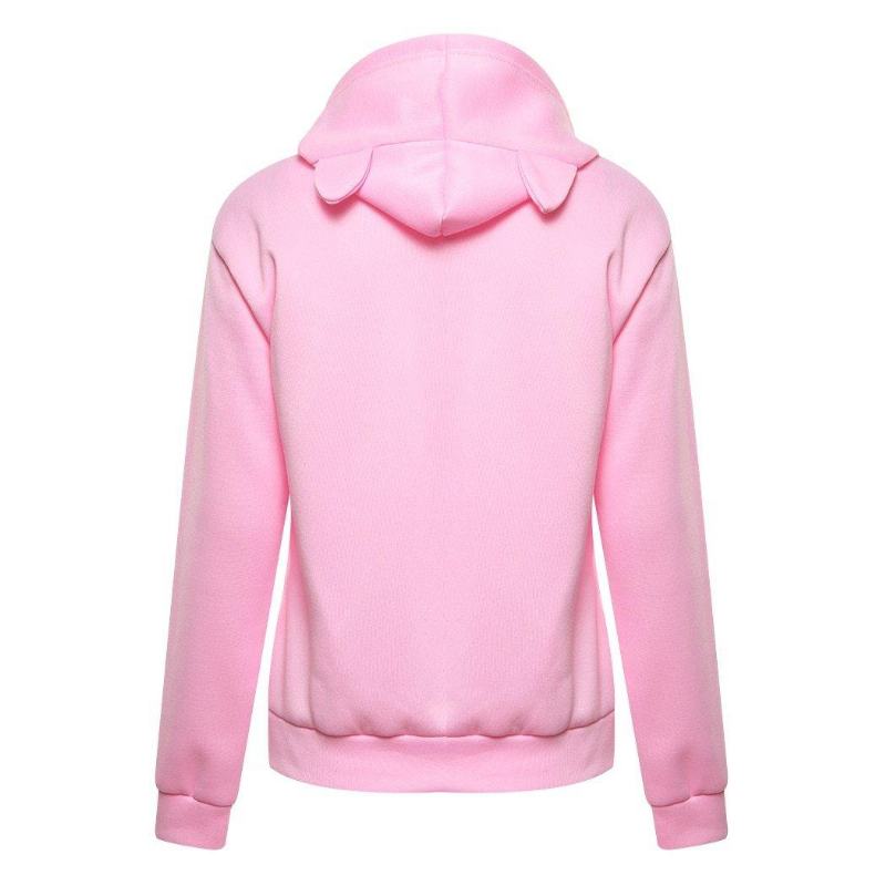 Harajuku CZapka Z Uszami Kota Bluzy Damskie Jestem Kotem Bluzy Z Kapturem Z Nadrukiem Różowy Top Śliczny Luźny Sweter Z Długim Rękawem Moletom
