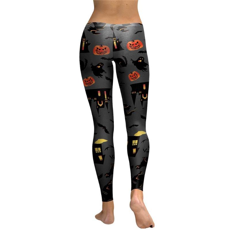 Haunt The House Legginsy Damskie Witch Pumpk Lantern Elastyczne Legg Spandex Cyfrowe Spodnie Treningowe Z Nadrukiem